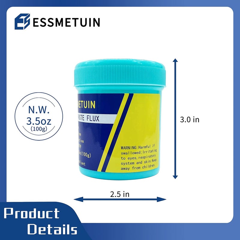 Essmetuin Store معجون الراتنج، معجون لحام خالي من الرصاص وغير نظيف لإصلاح لوحات الهواتف، اللحام الكهربائي، PCB و BGA 3.5 أونصة 100 جرام/زجاجة مع RoHS وخالي من الهالوجين - Image 3